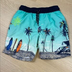 OshKosh B'gosh Beachy Palm Tree Print Mesh Lined Swim Shorts Swim Trunks 4T